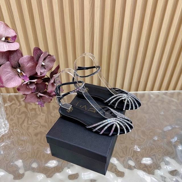 Alevi 25Ss new summer caged crystal rhinestone slingback stiletto sandals, a top