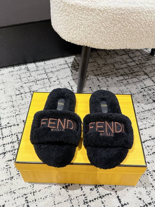 Fendi's new fall/winter lambswool slippers are visually adorable and warm, perfe
