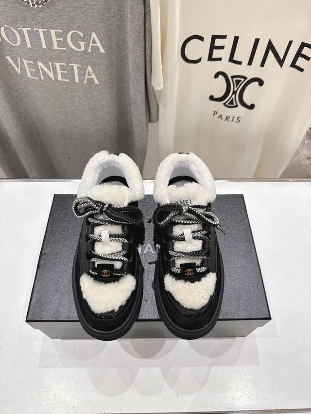 High-end factory Chanel* Xiaoxiang 2025Ss new lace-up panda shoes, casual shoes,