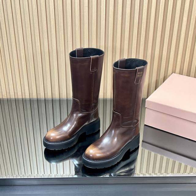High-Release Exclusive First Release of Miumiu* Miu Miu Thick-Sole Over-The-Knee