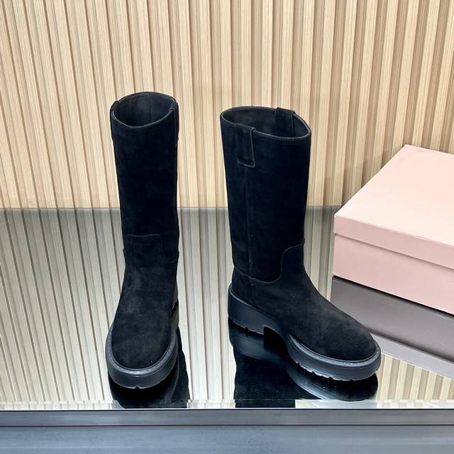 High-Release Exclusive First Release of Miumiu* Miu Miu Thick-Sole Over-The-Knee