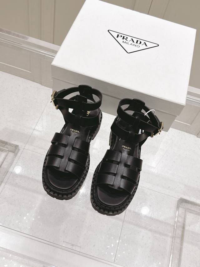 Low-Top/High-Top 25Fw New Spring/Summer Prada Roman Fisherman Sandals. Retro-ins