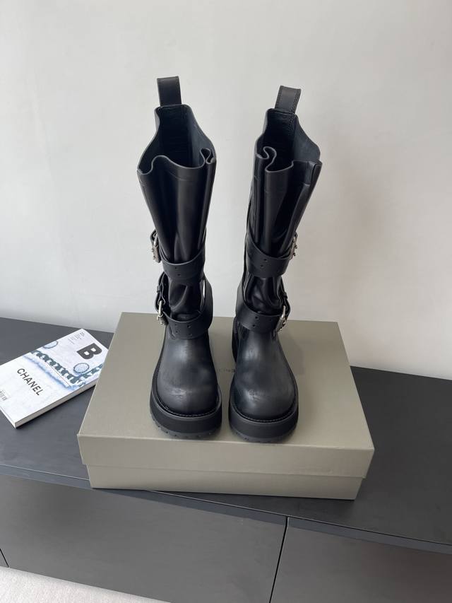 Balenciga 25Fw Venom mid-calf boots, high-calf boots, thick-soled long boots wit