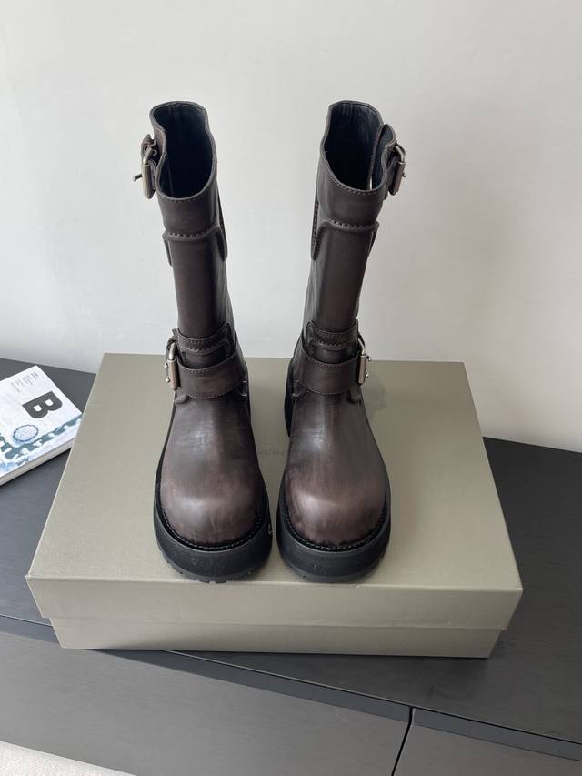 Balenciga 25Fw Venom mid-calf boots, high-calf boots, thick-soled long boots wit