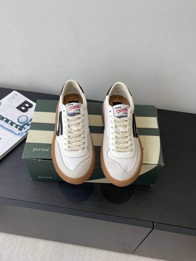 Puraai Polly 25Ss retro sneakers, featuring eco-friendly materials. This spring/
