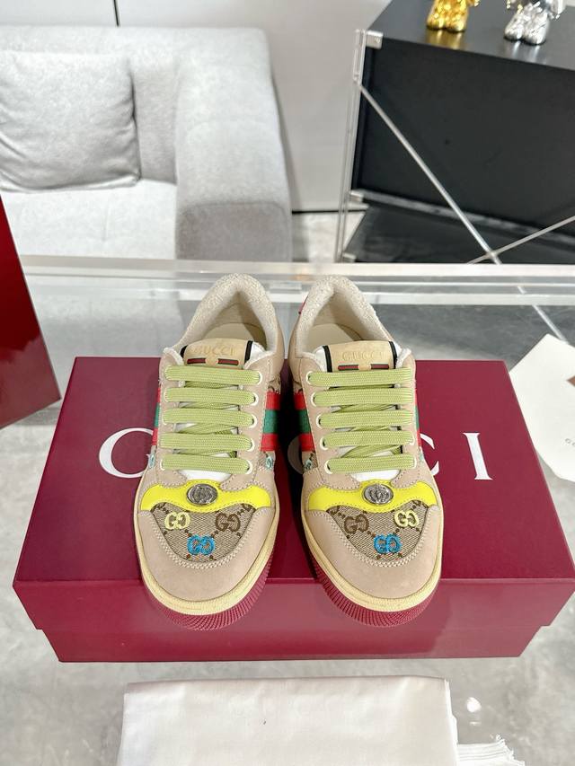 Women's Gucci Screener Series sneakers for men and women, dirty shoes for couple
