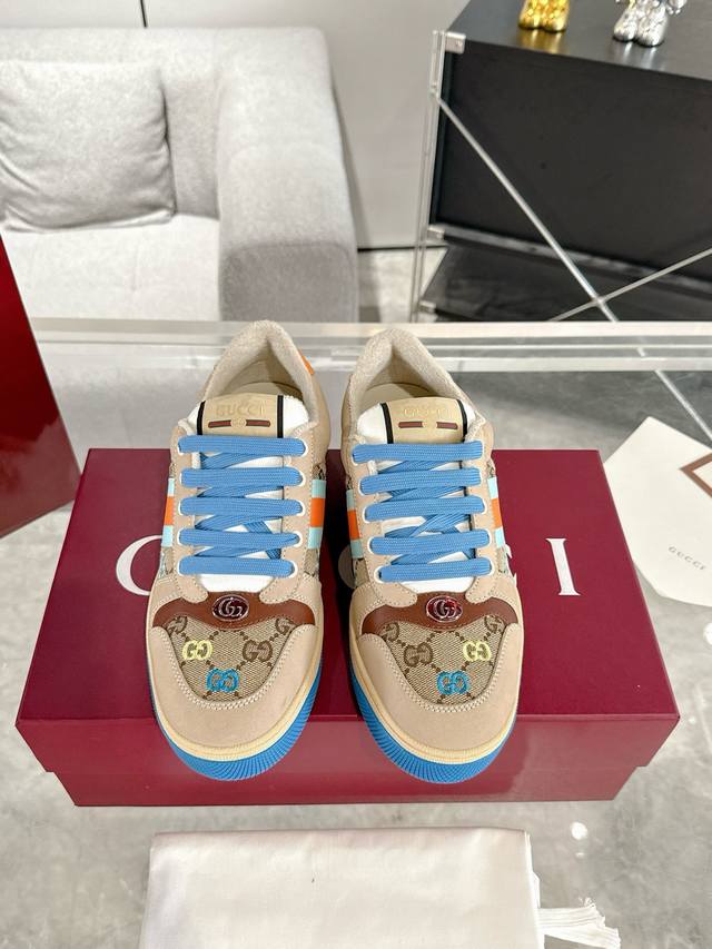 Men's Gucci Screener Series sneakers for men and women, dirty shoes for couples.