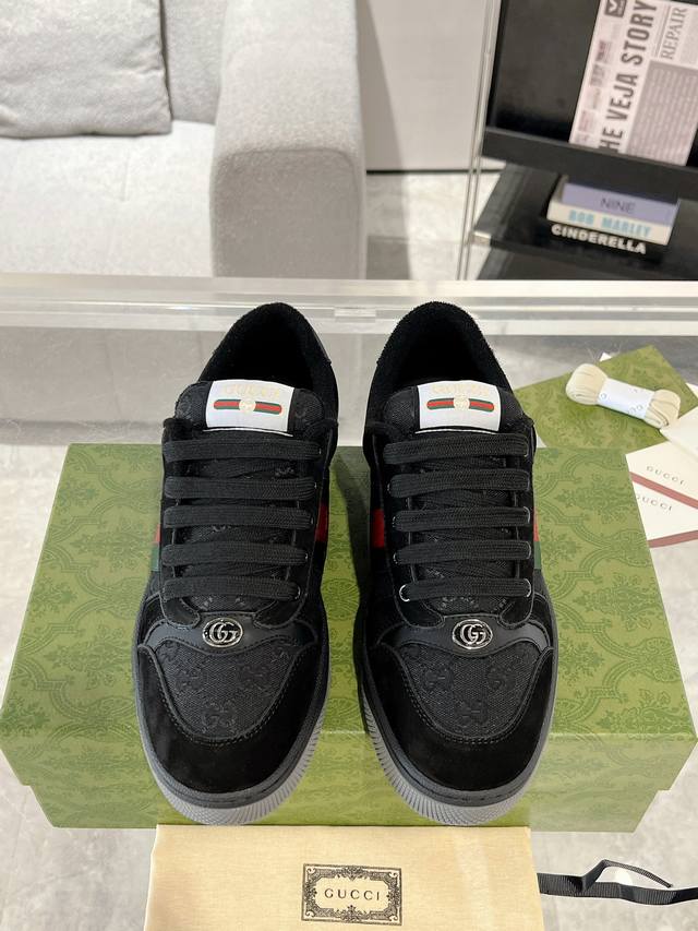 Gucci Screener series men's and women's sneakers, a pair of dirty shoes for coup
