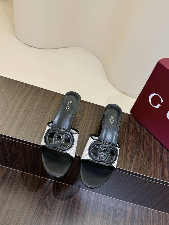 Women's Interlocking G Cutout High Heel Slides Inspired by the brand's iconic 19