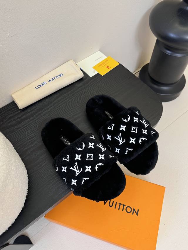 Louis Vuitton | New, ultra-comfortable flat wool slippers. These double-strap sl