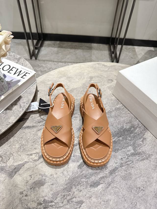 Top-quality Prada Fw25 New Arrival ~ Prada's 2025 women's new Roman open-toe cro