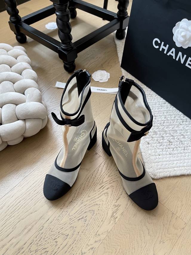 Chanel 25B new bow mesh ankle boots, top-of-the-line! First-come, first-served h