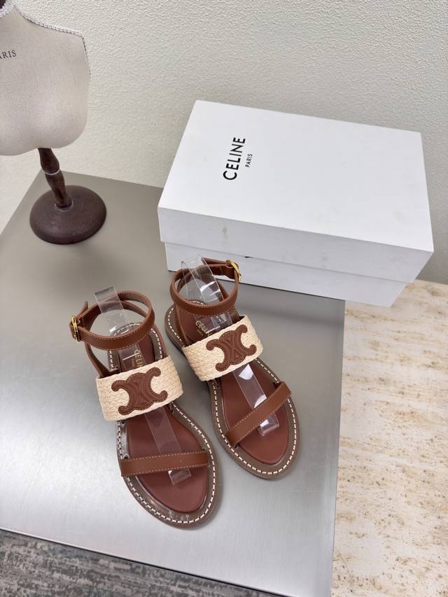 Celine summer exclusive Arc de Triomphe series platform sandals, designed with C