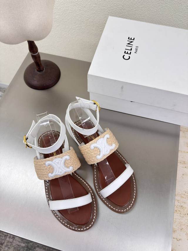 Celine's exclusive summer Arc de Triomphe series platform sandals, featuring Cel