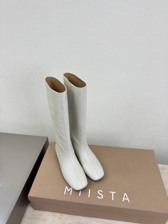 square-toe slip-on Miista Italian brand distressed motorcycle boots, new arrival