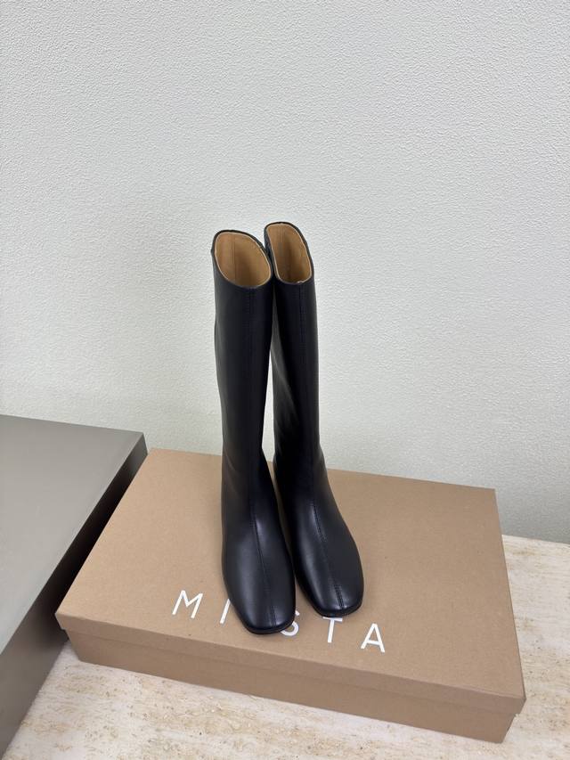 square-toe slip-on Miista Italian brand distressed motorcycle boots, new arrival