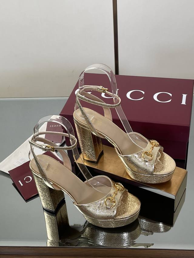 Gucci's new spring/summer platform sandals with saddle buckle and horsebit wrist