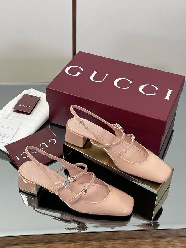 2025 Early Fall Gucci Gucci Gucci crystal diamond-encrusted Double G buckle slin