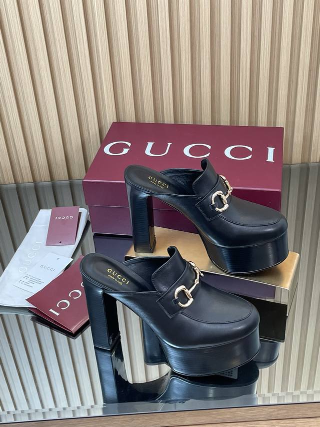 Gucci's new autumn arrivals: original leather platform shoes with saddle buckle