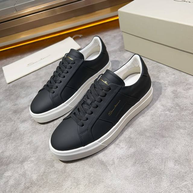 Santoni Italian men's handmade calfskin high-top dress shoes with genuine leathe