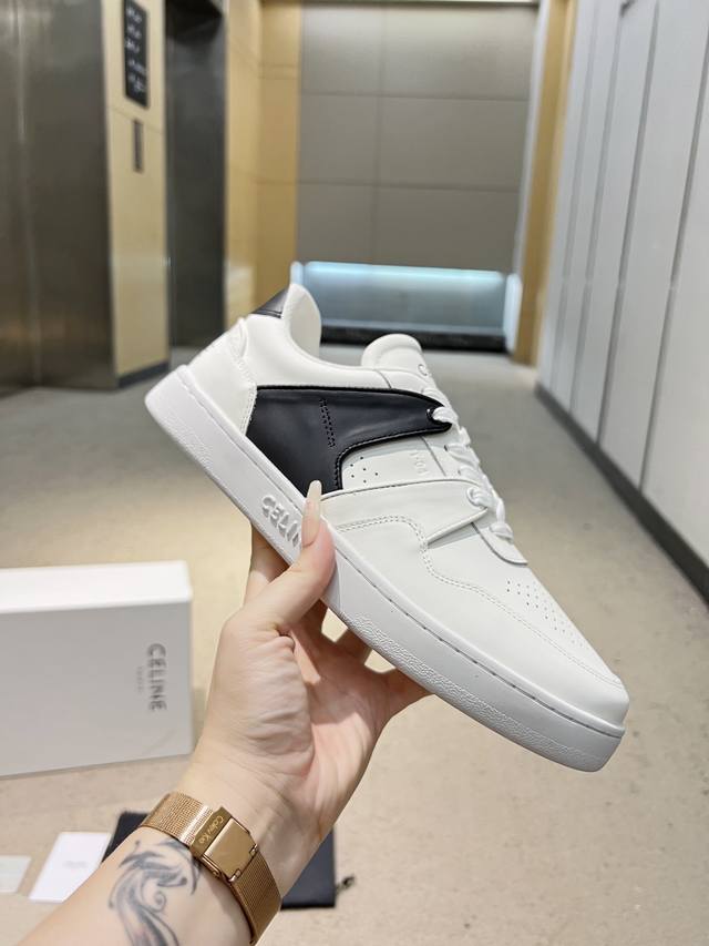 Available Price: Celine CT-04 unisex series! Low-top cowhide leather lace-up sne