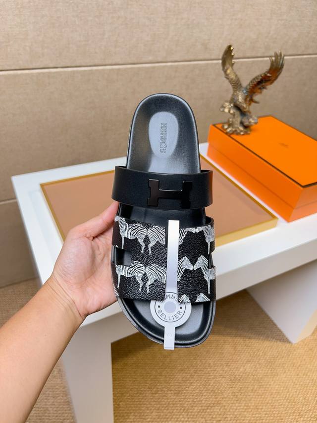 Herme* Chypre Sandals are a couple's pair of new calfskin functional sandals. Eq