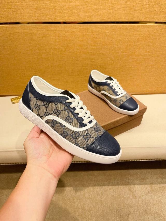 Factory-priced men's sports shoes. New Gucci men's leather casual shoes, the hi