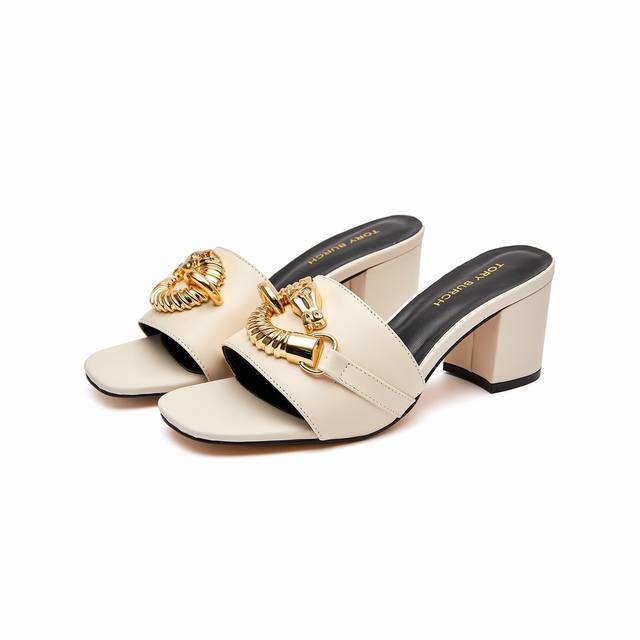 Factory Price Women's Shoes, Original Tory Burch New Mid-Heel Slippers, Size 35
