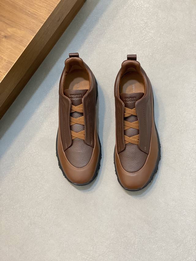 The new Zegna men's suede Triple Stitchmonte luxury casual shoe, the latest runw