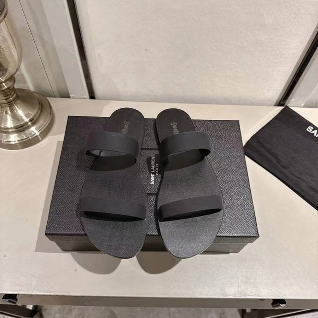 Ysl slippers 2025 new version black silk leather size 35-44 35.43.44 custom rubb
