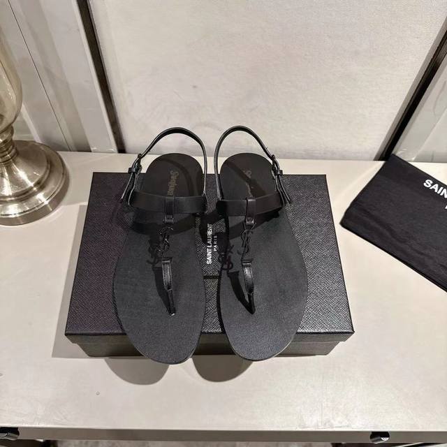 Ysl thong sandals 2025 new version black leather Sizes 35-44 35, 43, 44 custom r