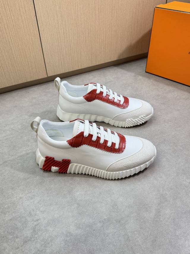Hermes - High-end, original, casual sneakers - Upper: Nappa calfskin, stone-grai