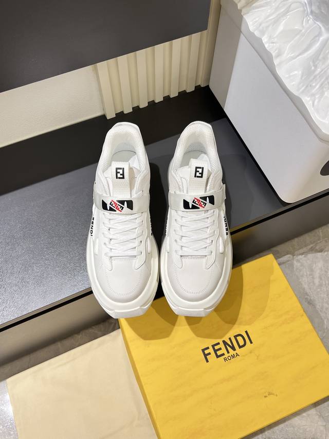 Fend* New Fendi men's low-top platform sneaker with slip-on design, elastic band