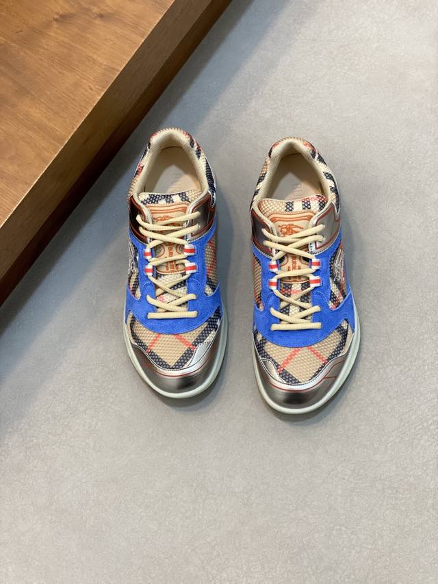 Burberry's new plaid knitted Neptune sneakers for men These sneakers are made of
