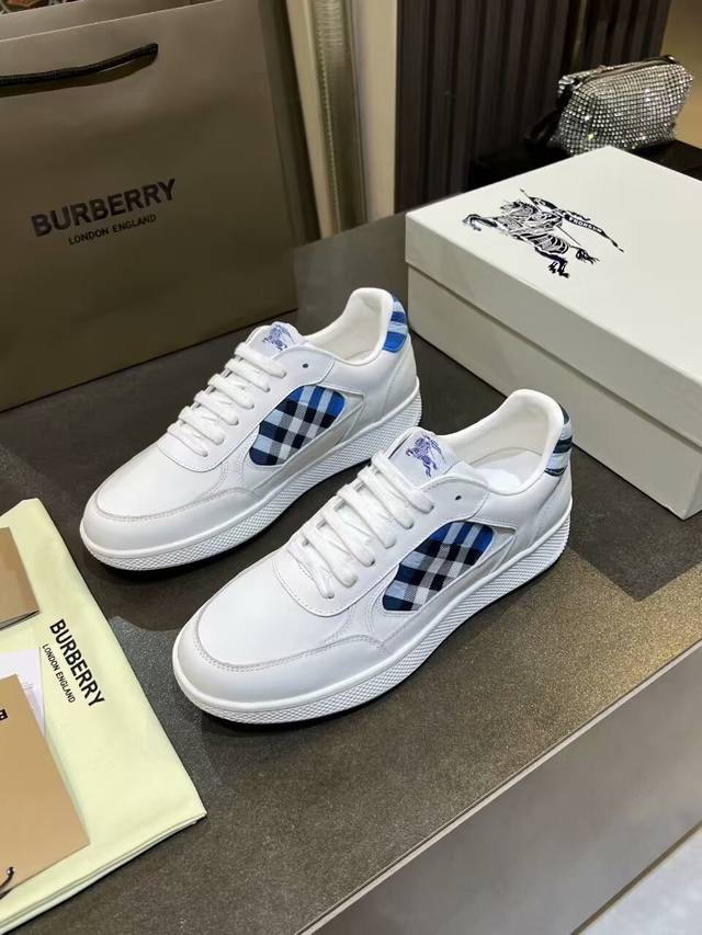 Factory Price: Burberry high-top Italian-made sneakers crafted from smooth calf