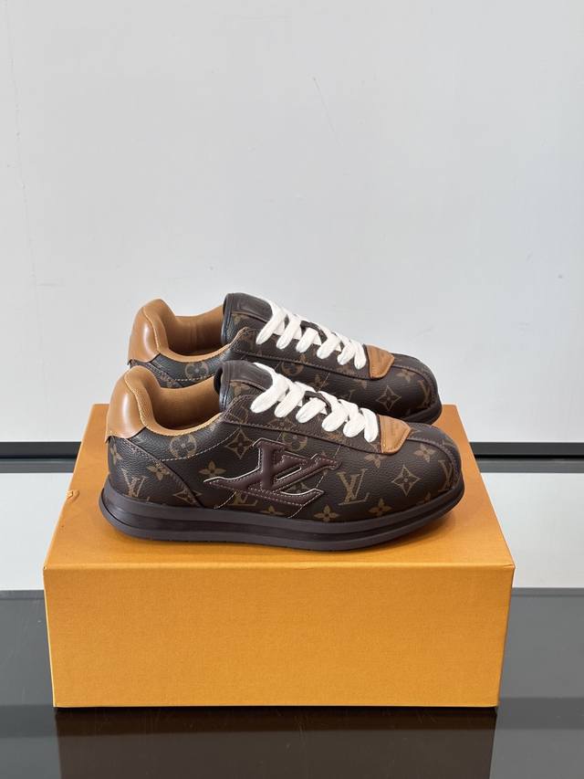 A colorful interpretation of the Lv Buttersoft sneaker combines sheepskin and ca