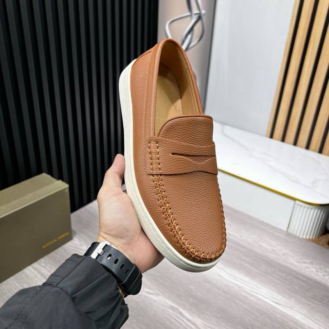 Bv classic handmade men's driving shoes, slip-on shoes, made with imported Itali