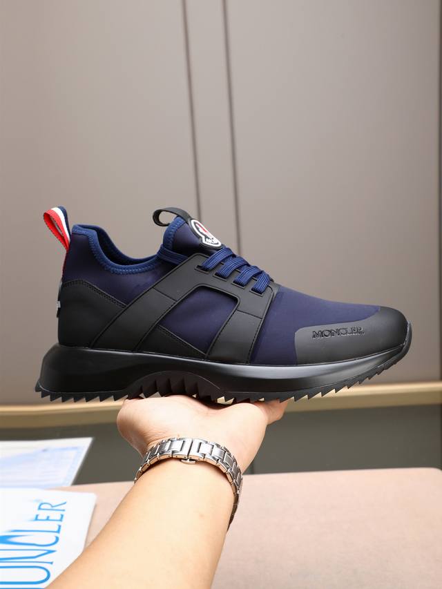 Moncler men's casual sneakers, featuring comfortable, non-slip properties and im