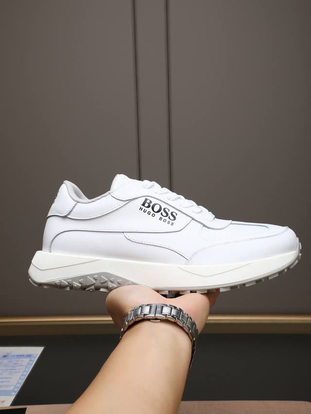Boss men's casual sneakers, original mold, upper made of imported Italian cowhid