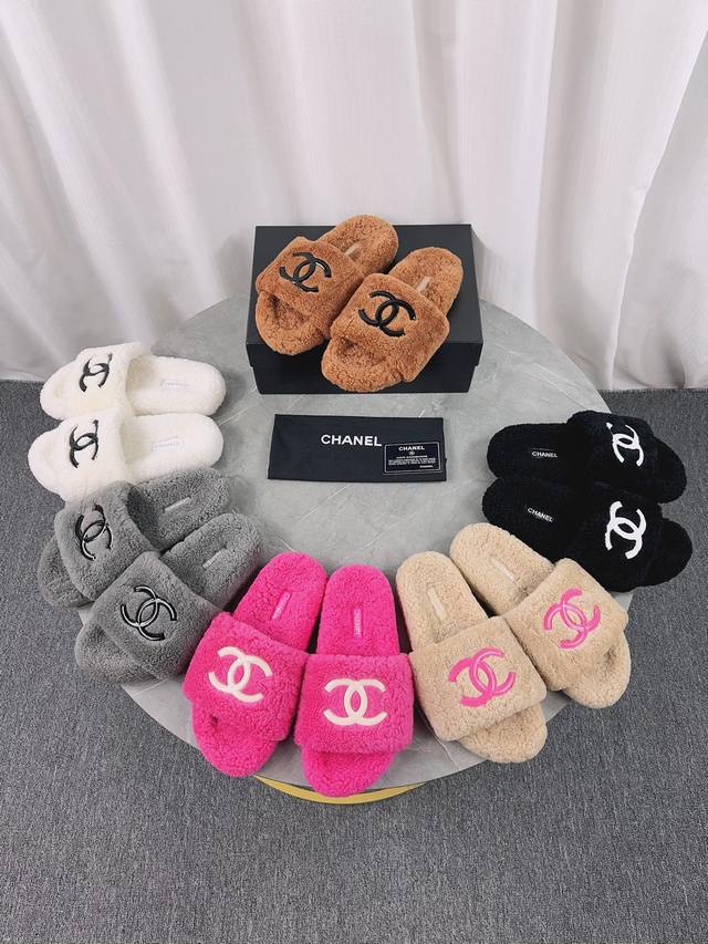 Chanel Chanel Thick-soled Furry Slippers 24C Autumn/Winter Collection Hot New, T
