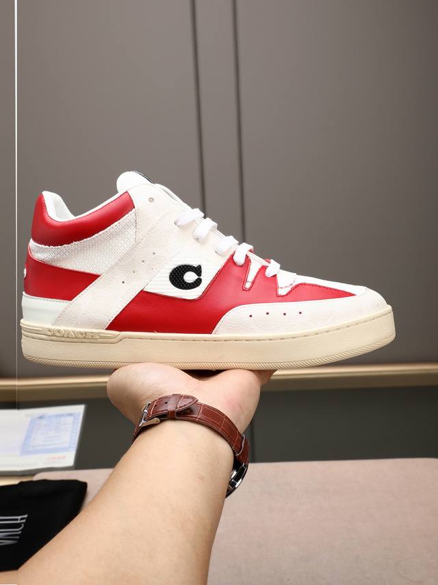 New Coach men's high-top casual lace-up sneakers, exclusive to the official web