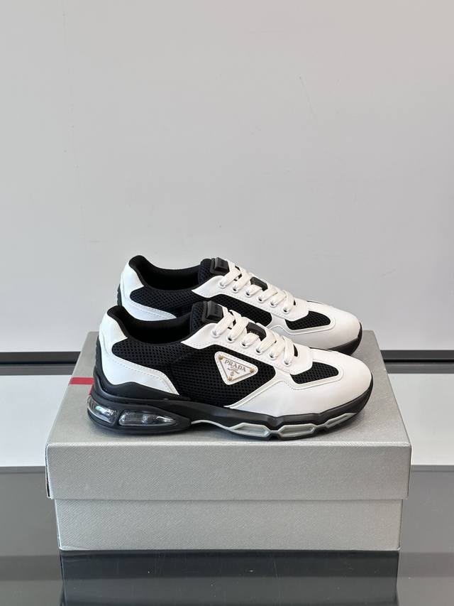 Prad*'s latest air-cushioned leather sneakers reinterpret classics with a modern