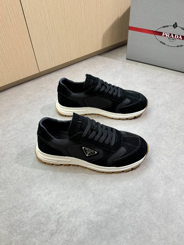 Prada - High-end, original casual sneakers - Upper: suede calfskin, branded high