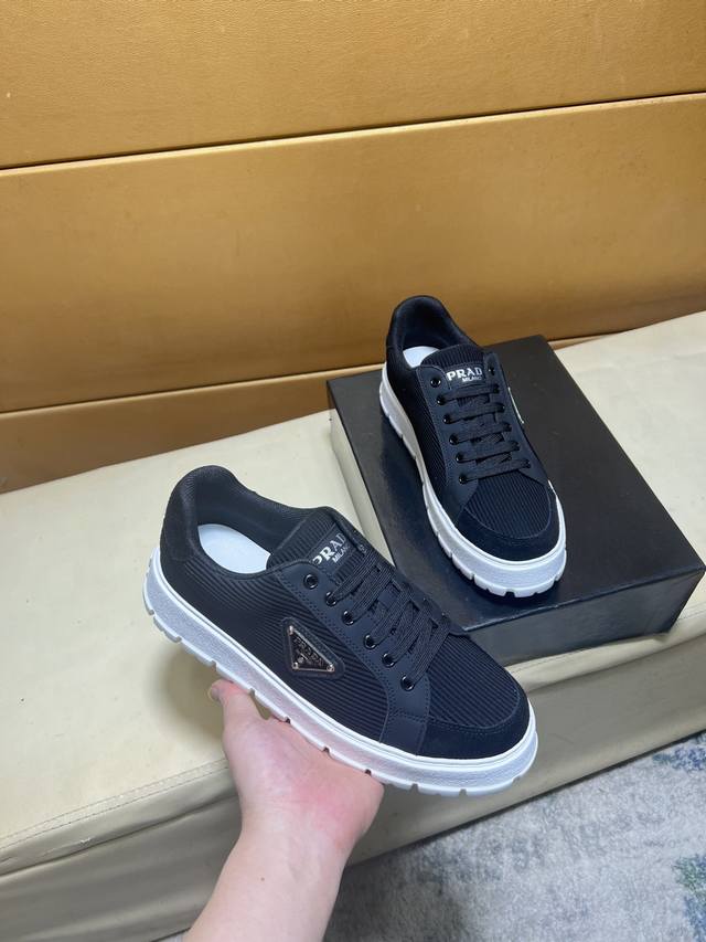 Prada - High-end quality original - Upper: silk calfskin, branded canvas, brande