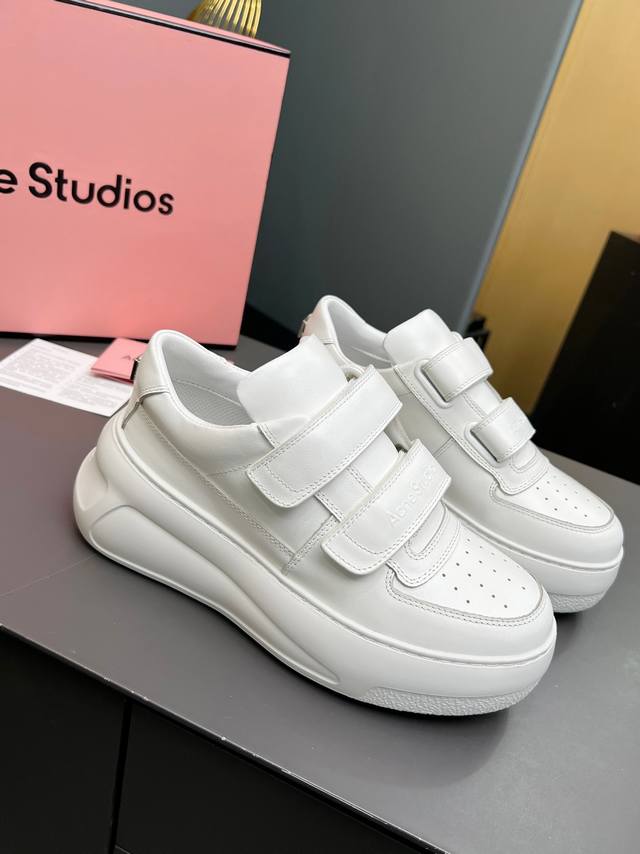 High version full set packaging Acne Studios smiley face Velcro white shoes The
