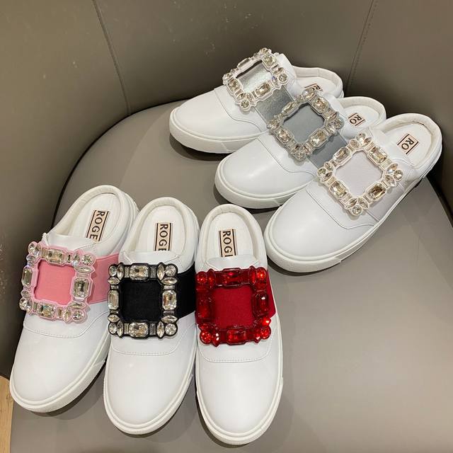 Half-Support * 2025 Spring/Summer New Women's Shoes Viv Golf Diamond Buckle Leat