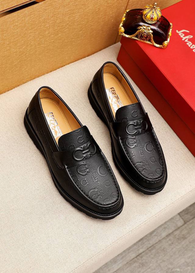 Product Trademark: Ferragamo Casual Leather Shoes Standard Sizes: 38-44, 45, 46