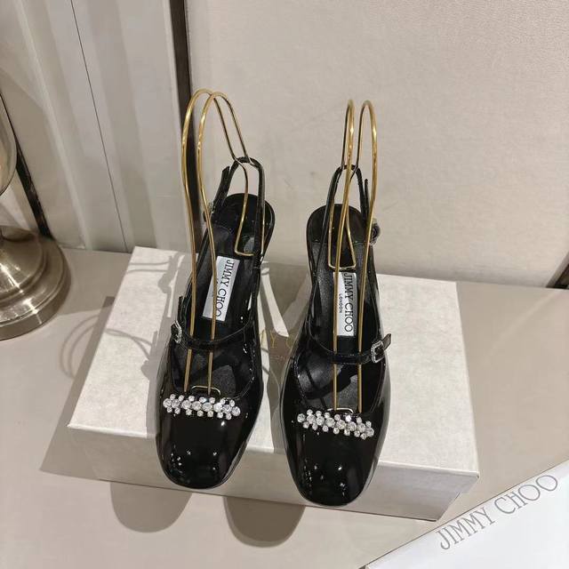 Factory Price: Original Jimmychoo Belinda Sling Back Women's Shoes. Black cherr