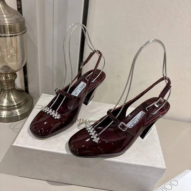 Factory Price: Original Jimmychoo Belinda Sling Back Women's Shoes. This burgun