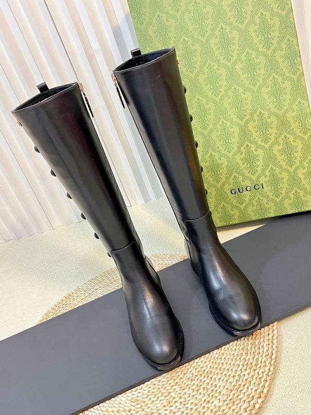 Women's Sports Shoes Original Gucc* Double G Buckle Autumn and Winter Boots DDD